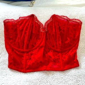 Victorias Secret Red Lace Corset Bralette